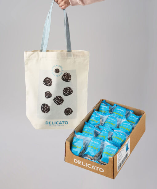 TOTEBAG + DELICATOBOLL 25PACK